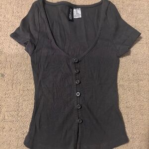 DARK GRAY BUTTON UP SHIRT